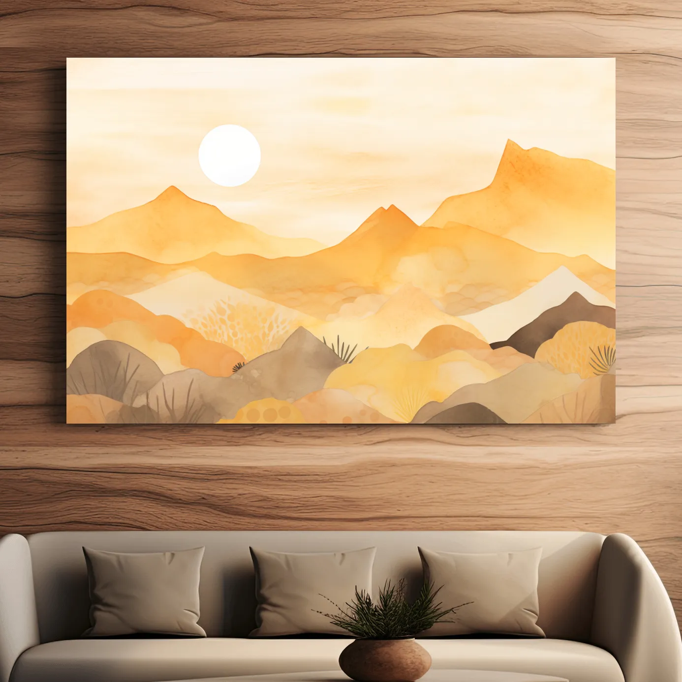 Watercolour painting of expressionism mountain landscapes