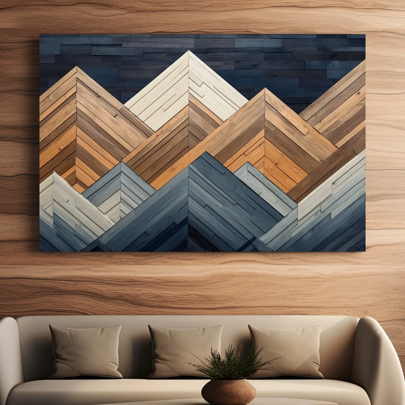 Printed wooden panel mountain art