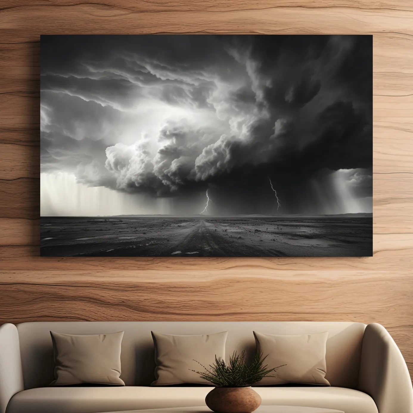 High contrast black and white photo of a lightning storm