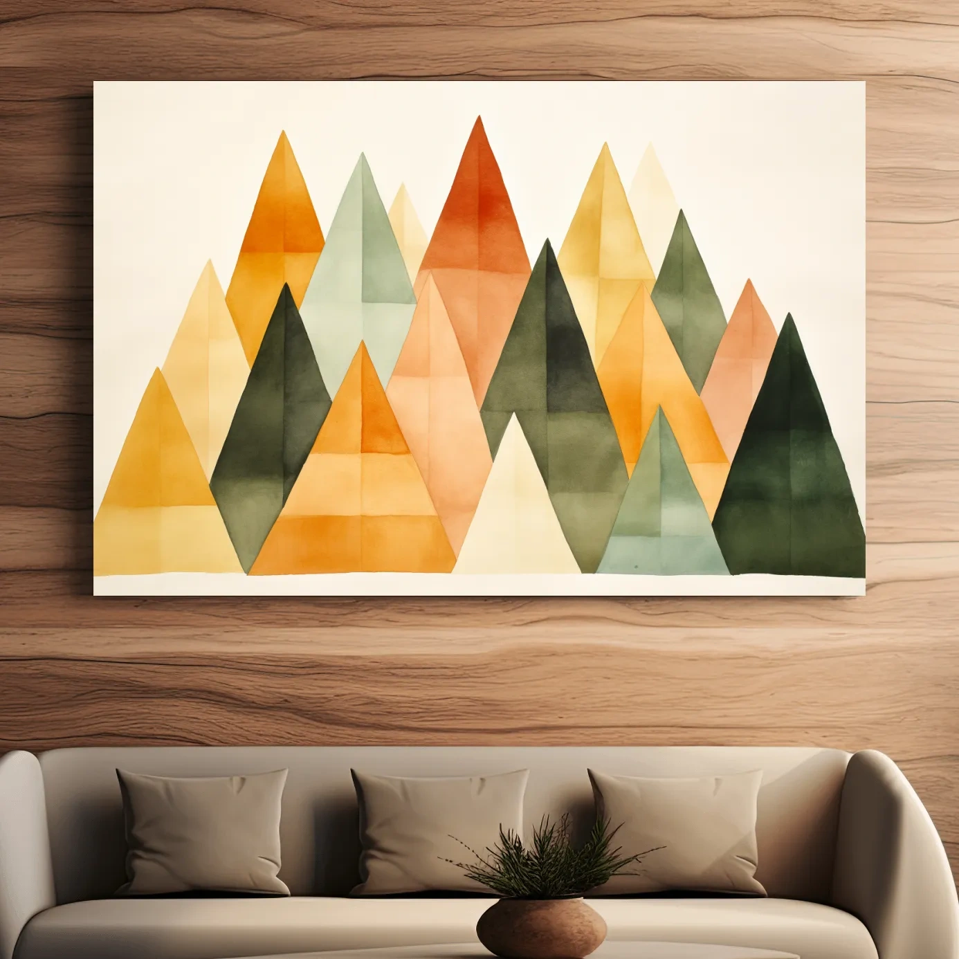 Geometic bohemian mountains illustration wall art