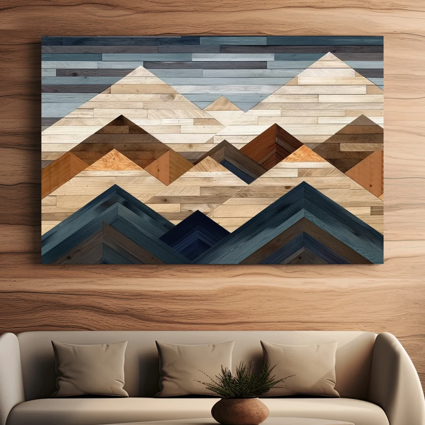 Printed wooden panel mountain art