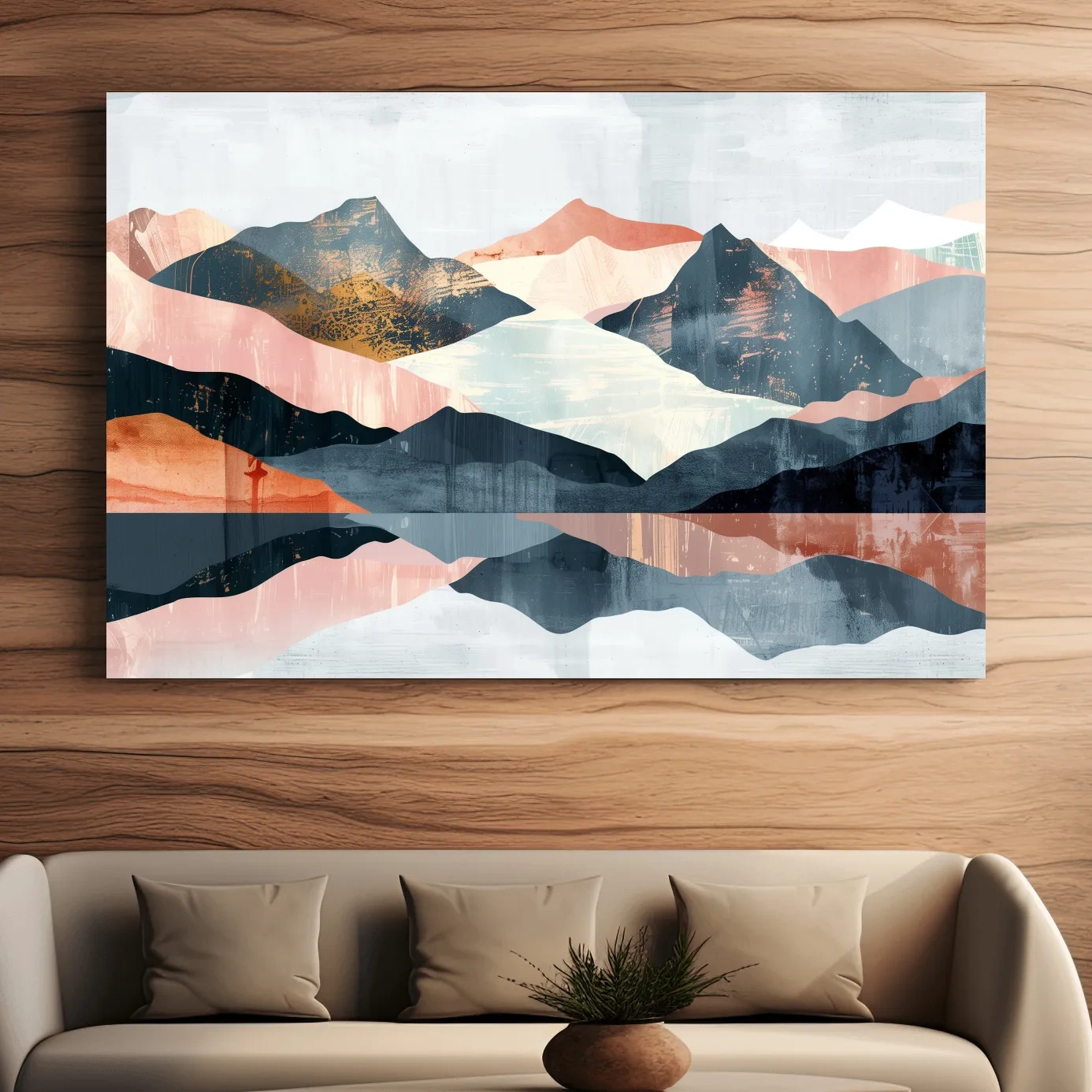 Abstract Pastel Mountain Peaks - Modern Textured Landscape Wall Art