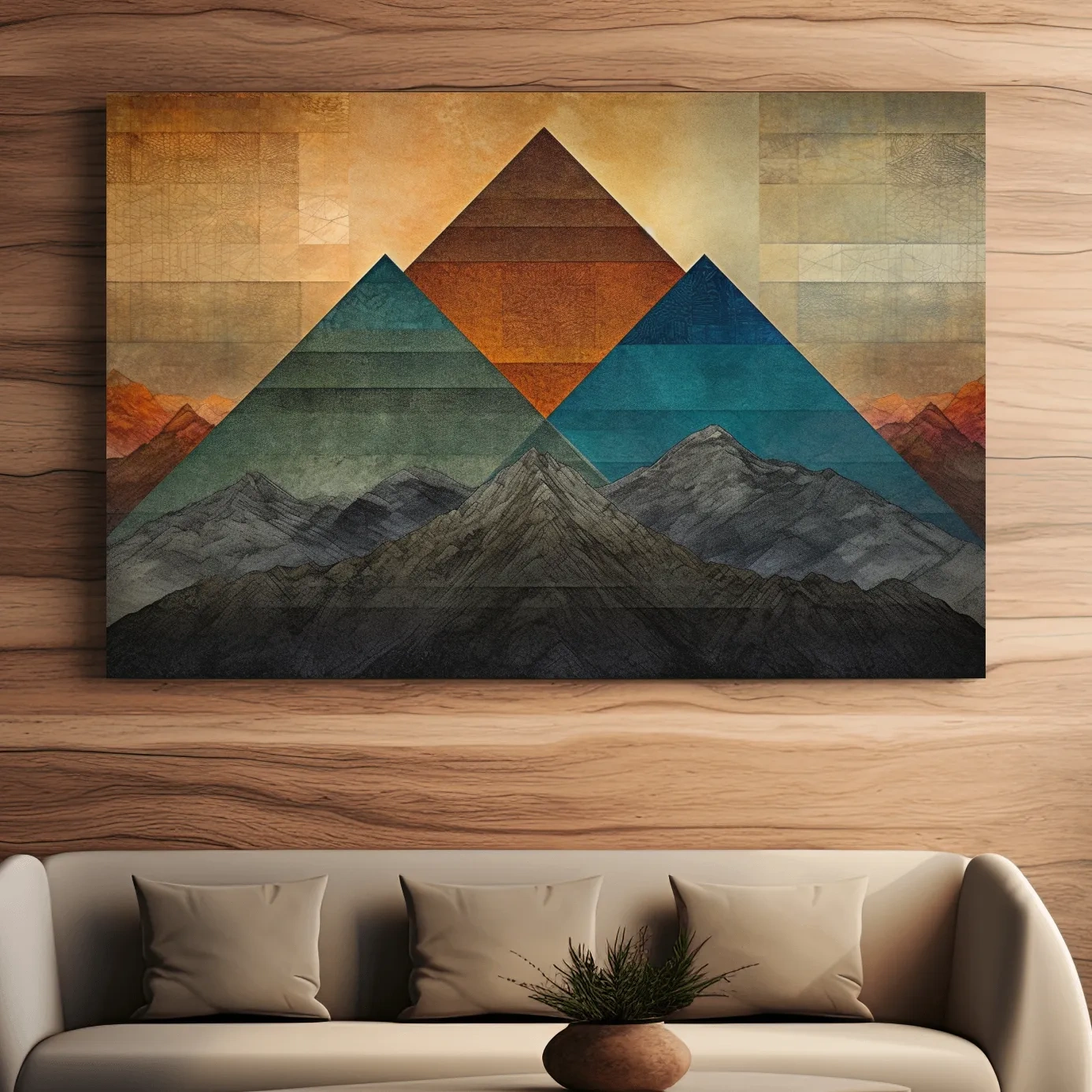 Abstract mountain art, triangular mountain shapes
