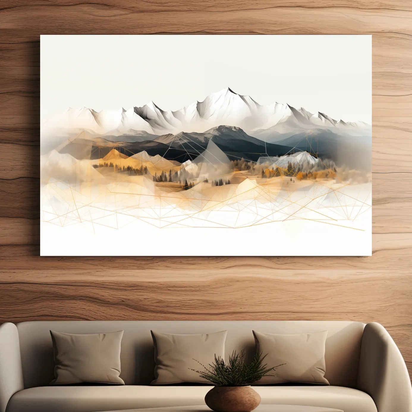 Abstract and geometric mountain wall art