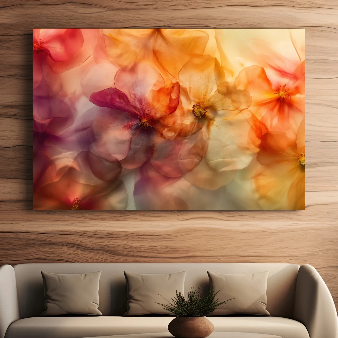 Oshibana style pressed flowers wall art print