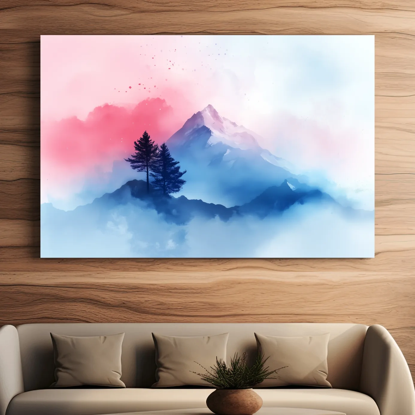 Pastel Watercolor Glacier Peak In The Clouds - Dreamy Alpine Wall Art