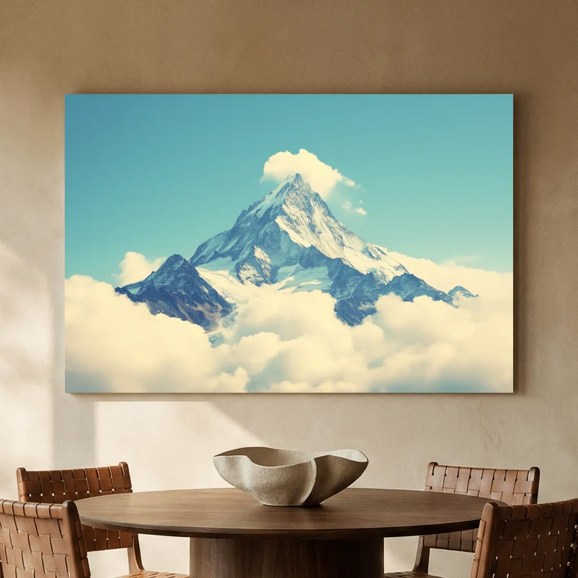 Snowy Alpine Peak Above Clouds - Serene Mountain Wall Art