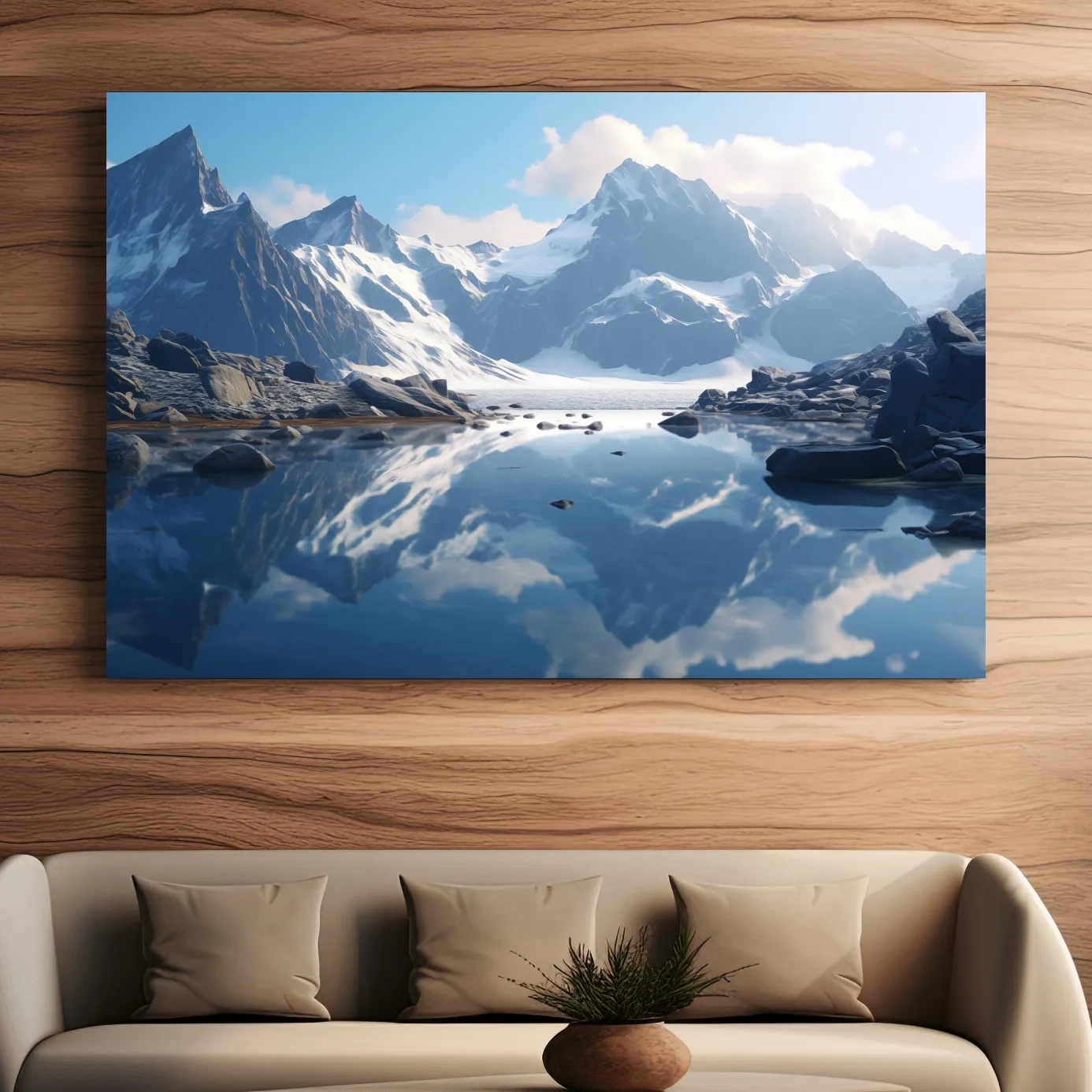 Photographic art of a glacial alpine lake
