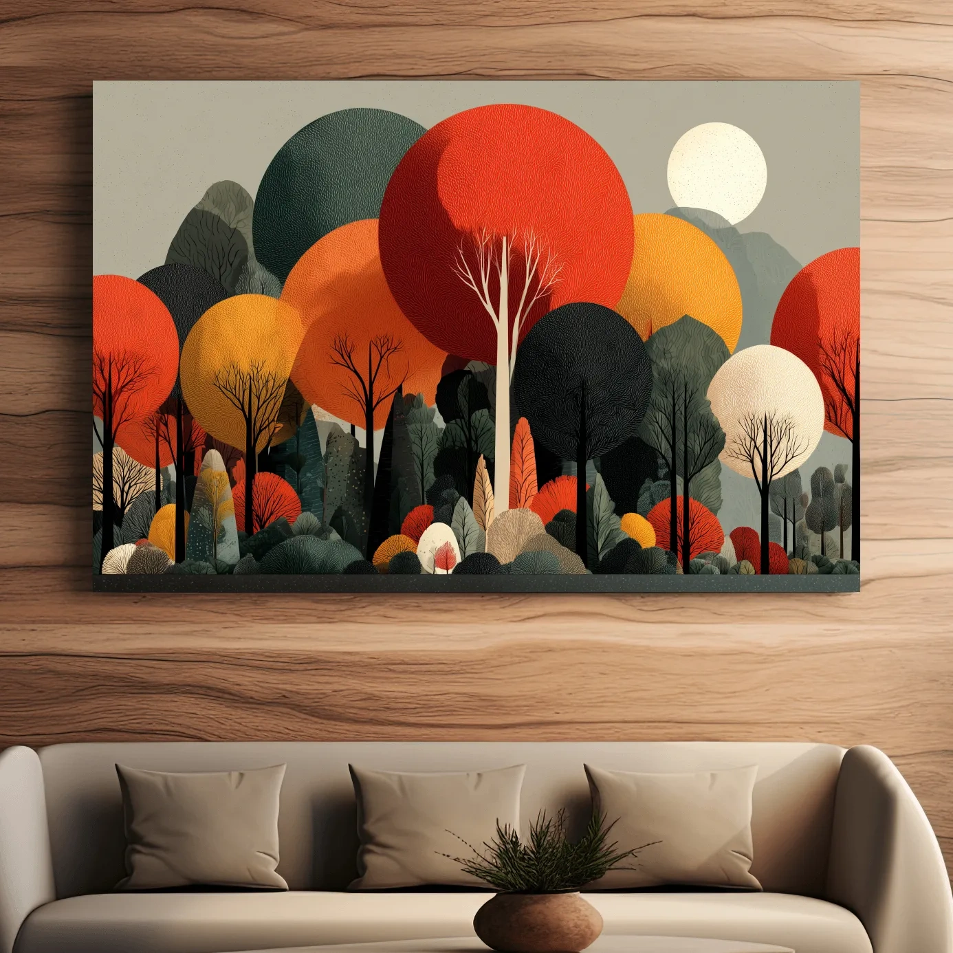 Abstract Autumn Forest Trees Canvas Art - Modern Scandinavian Wall Art