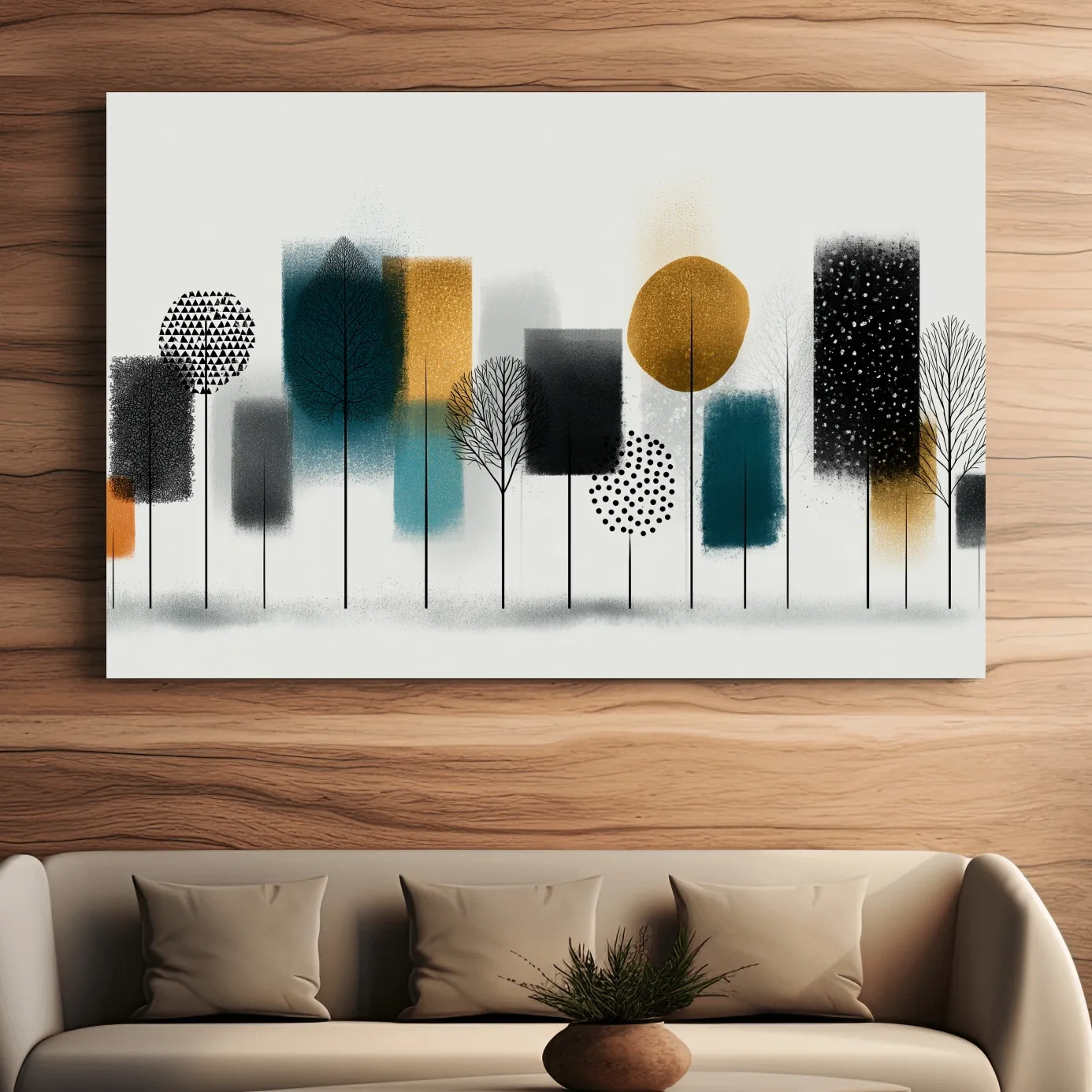 Abstract Minimalist Forest Grove Silhouettes - Modern Scandinavian Geometric Wall Art