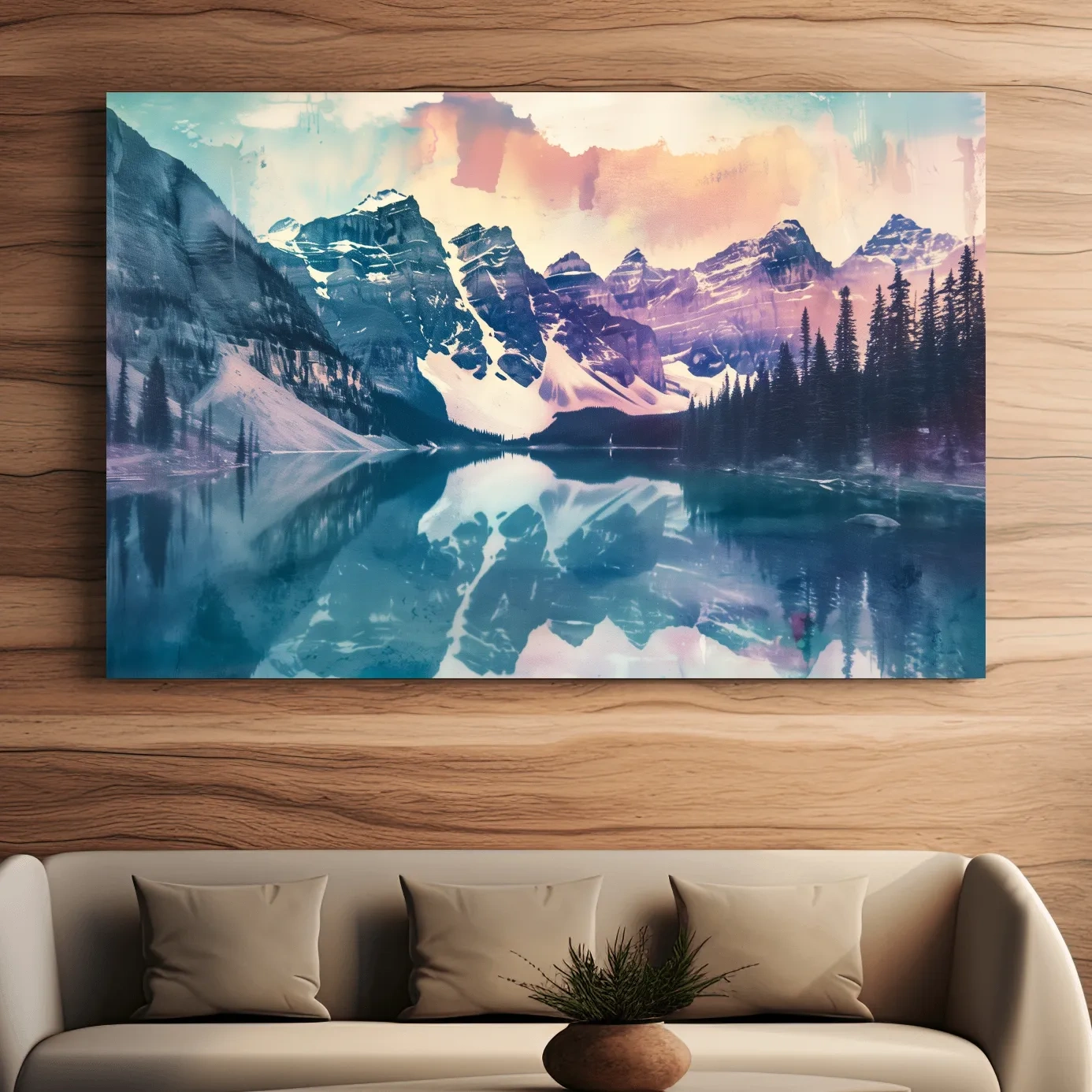 Valley of the Ten Peaks Watercolor Painting - Moraine Lake Banff Wall Art
