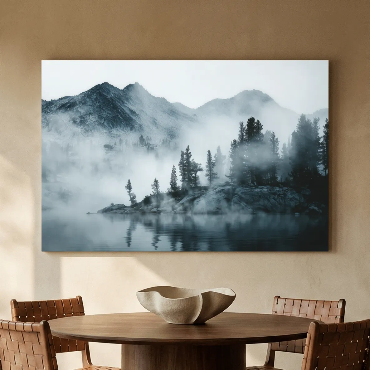 Frosty Alpine Mountain Lake Photography - Black & White Landscape Wall Art