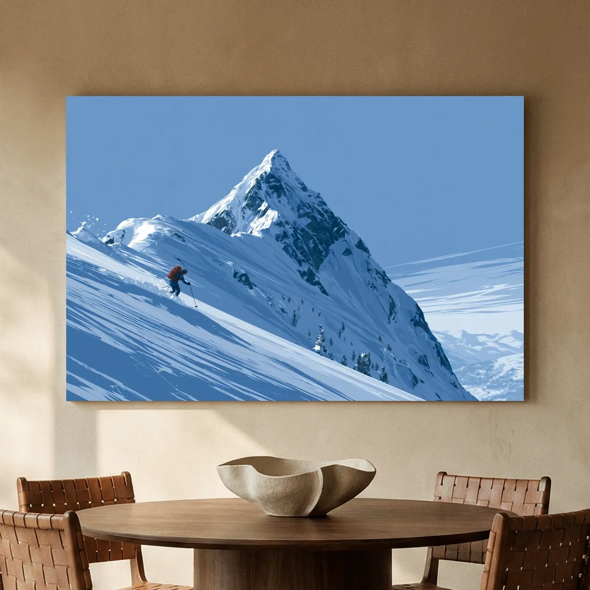 Epic Backcountry Skier On Snowy Peak - Alpine Mountain Winter Wall Art