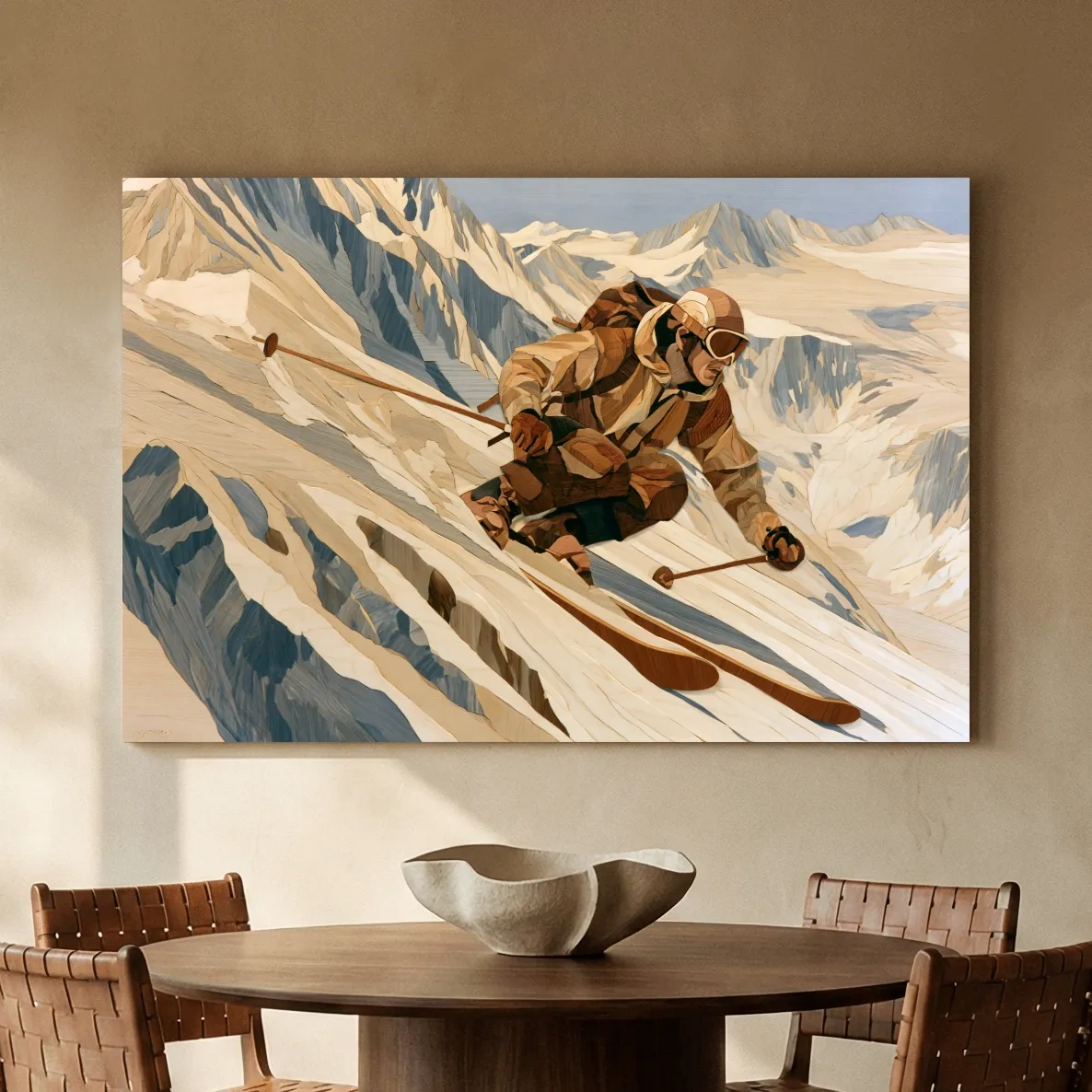 Dynamic Backcountry Skier Alpine Descent - Adventure Winter Sports Wall Art