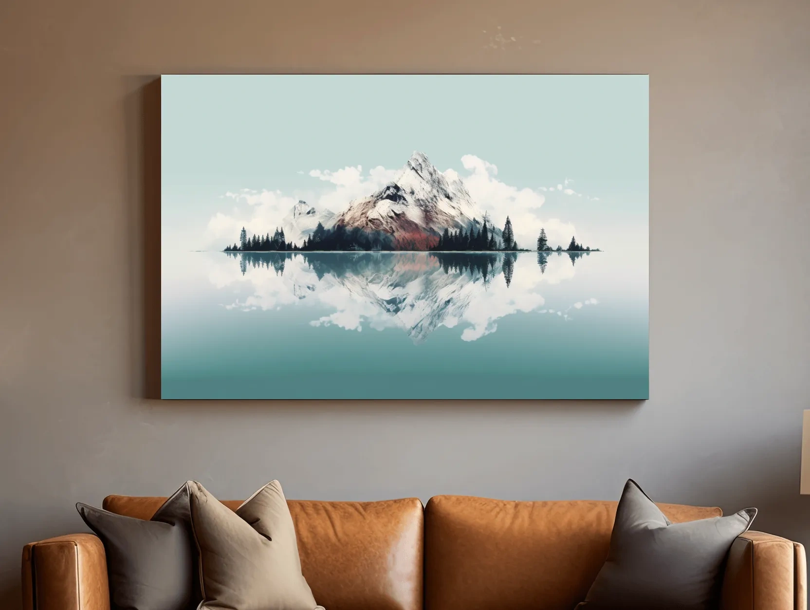 Minimalist Snowcapped Mountain Lake Reflection - Alpine Glacier Wall Art