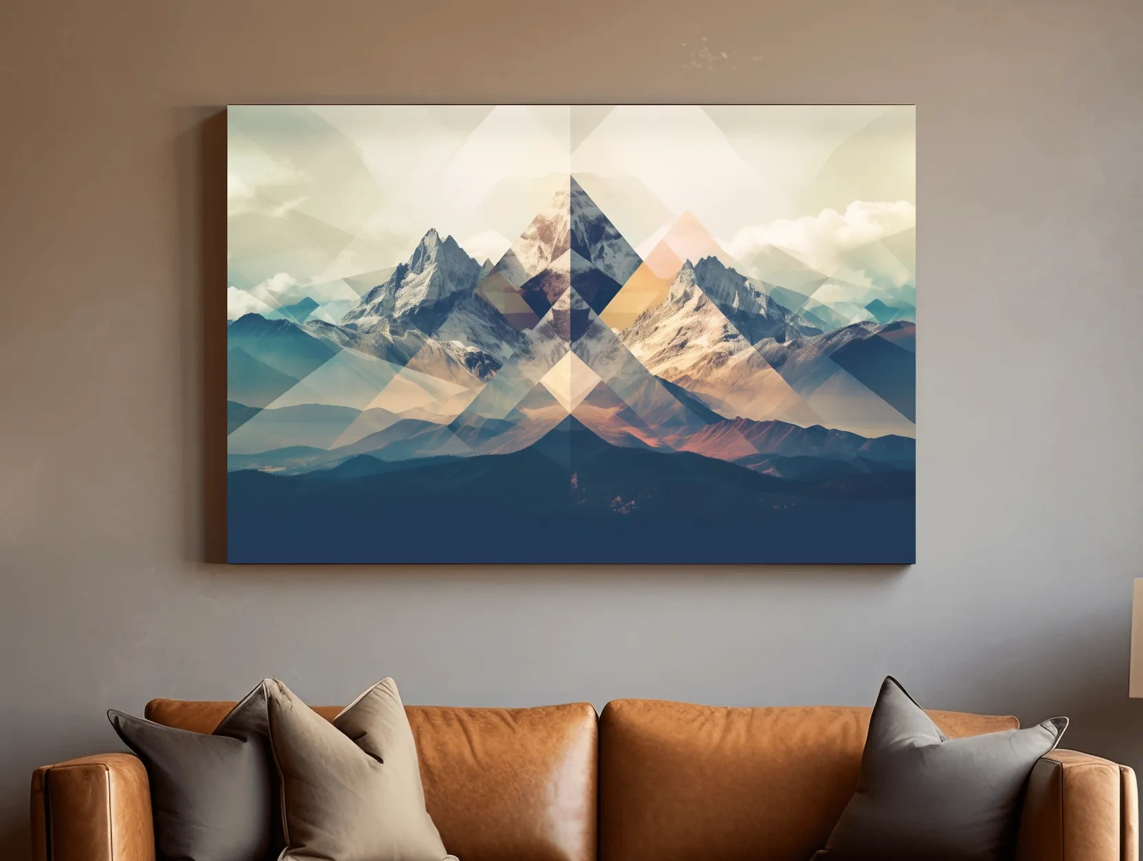 Geometric Abstract Alpine Mountain Peaks - Modern Polygon Landscape Wall Art