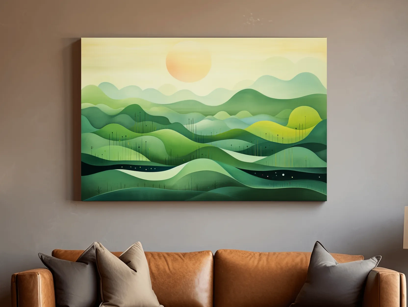 Minimalist Layered Green Rolling Hills - Serene Abstract Landscape Wall Art