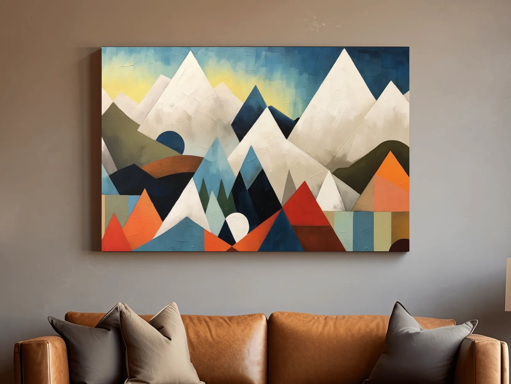Abstract Suprematism Mountain Peaks Painting - Colorful Modern Wall Art