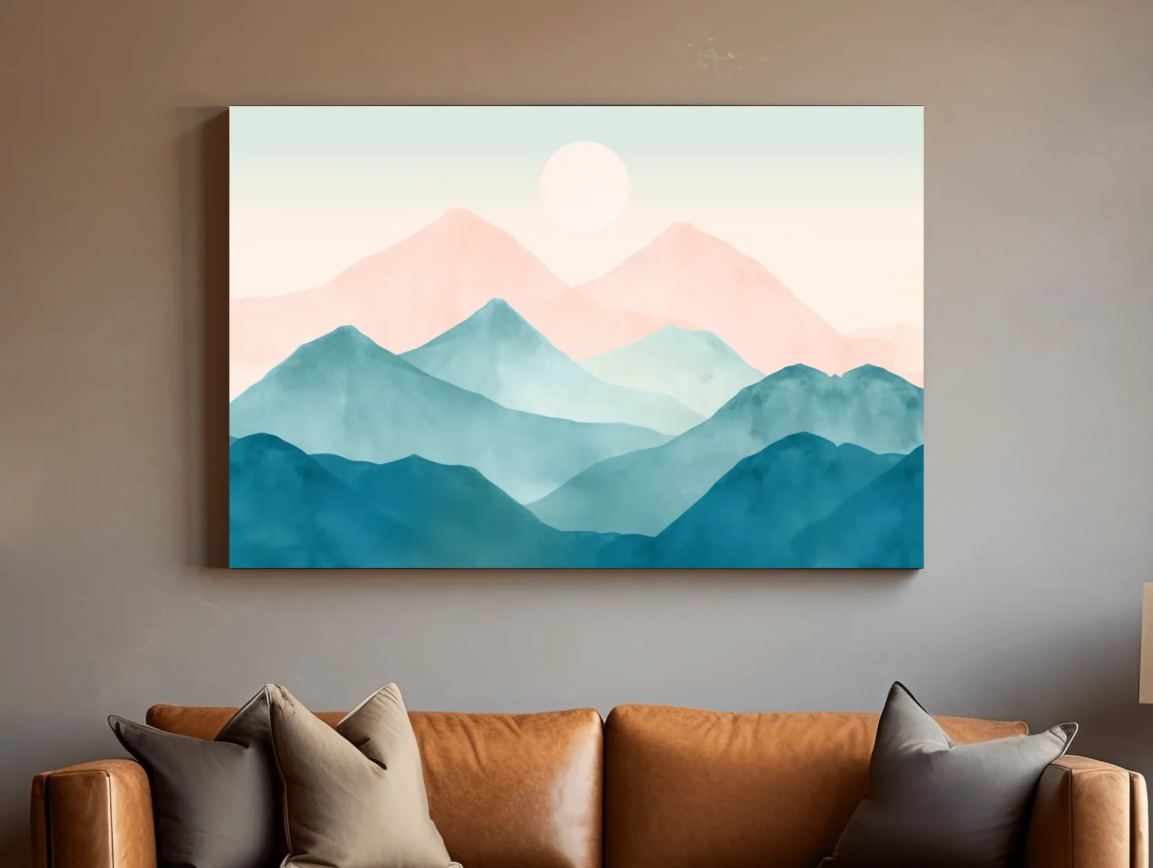 Minimalist Pastel Watercolor Mountains - Serene Abstract Landscape Wall Art