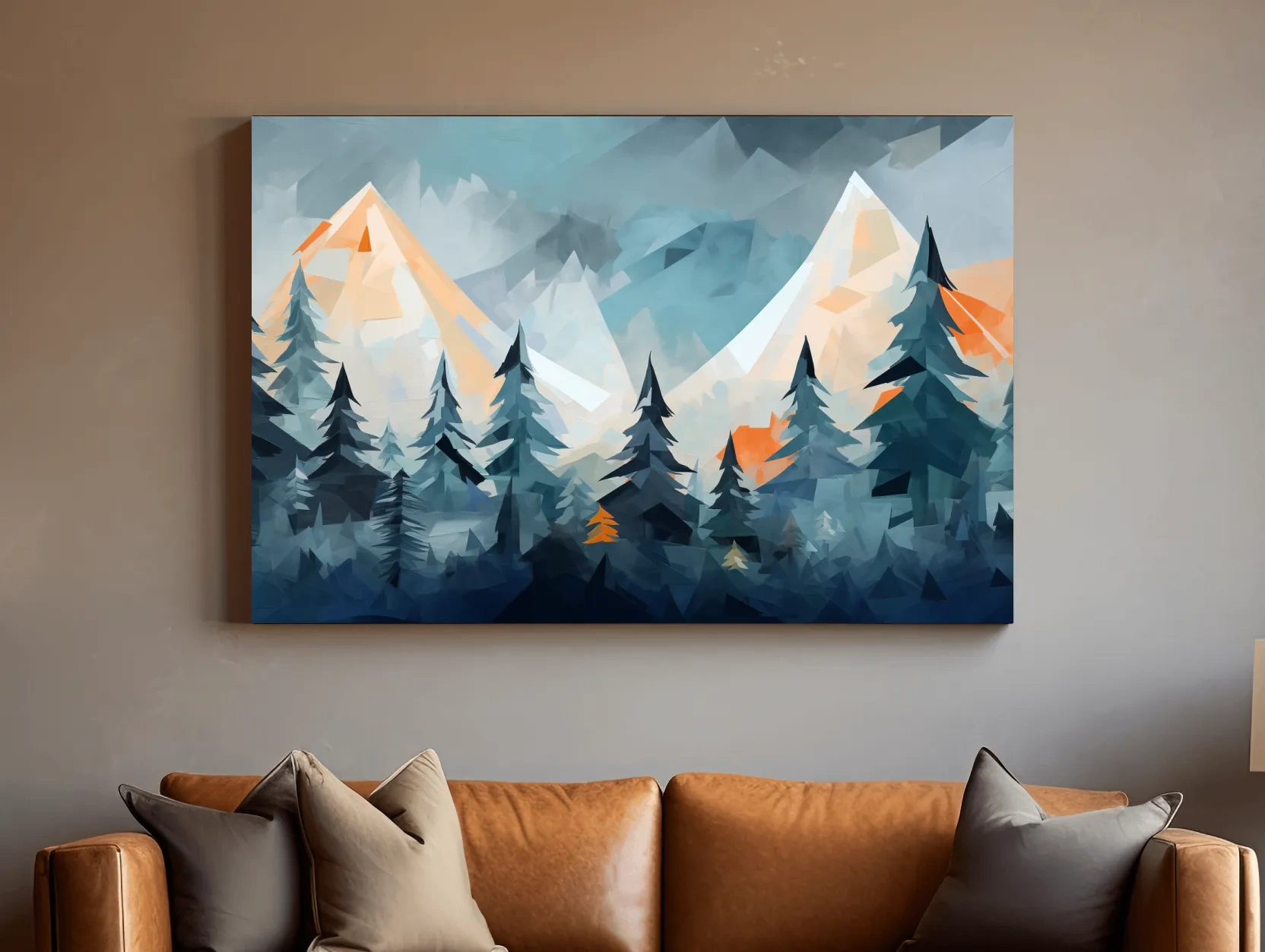 Geometric Alpine Peaks And Pine Forest - Abstract Mountain Landscape Wall Art