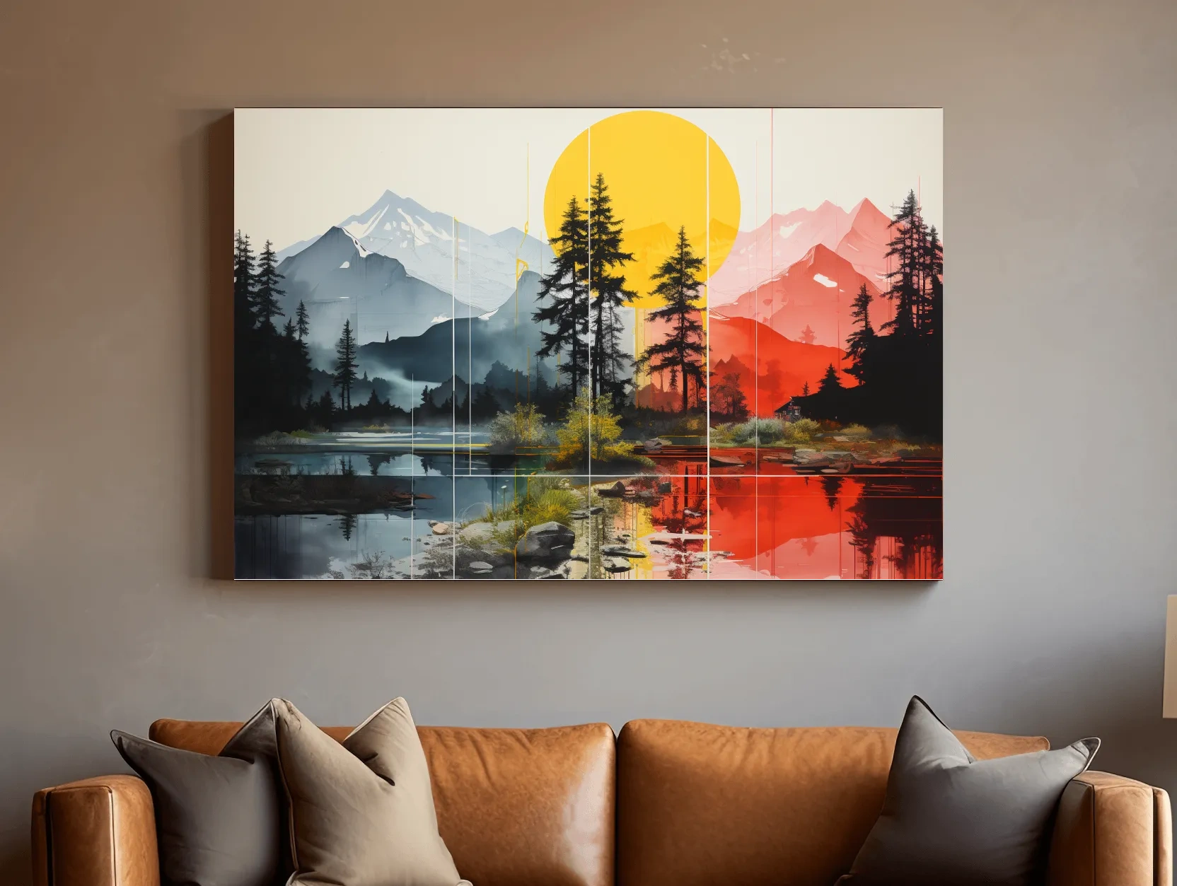 Abstract Alpine Lake Landscape - Mountain Sunset Wall Art