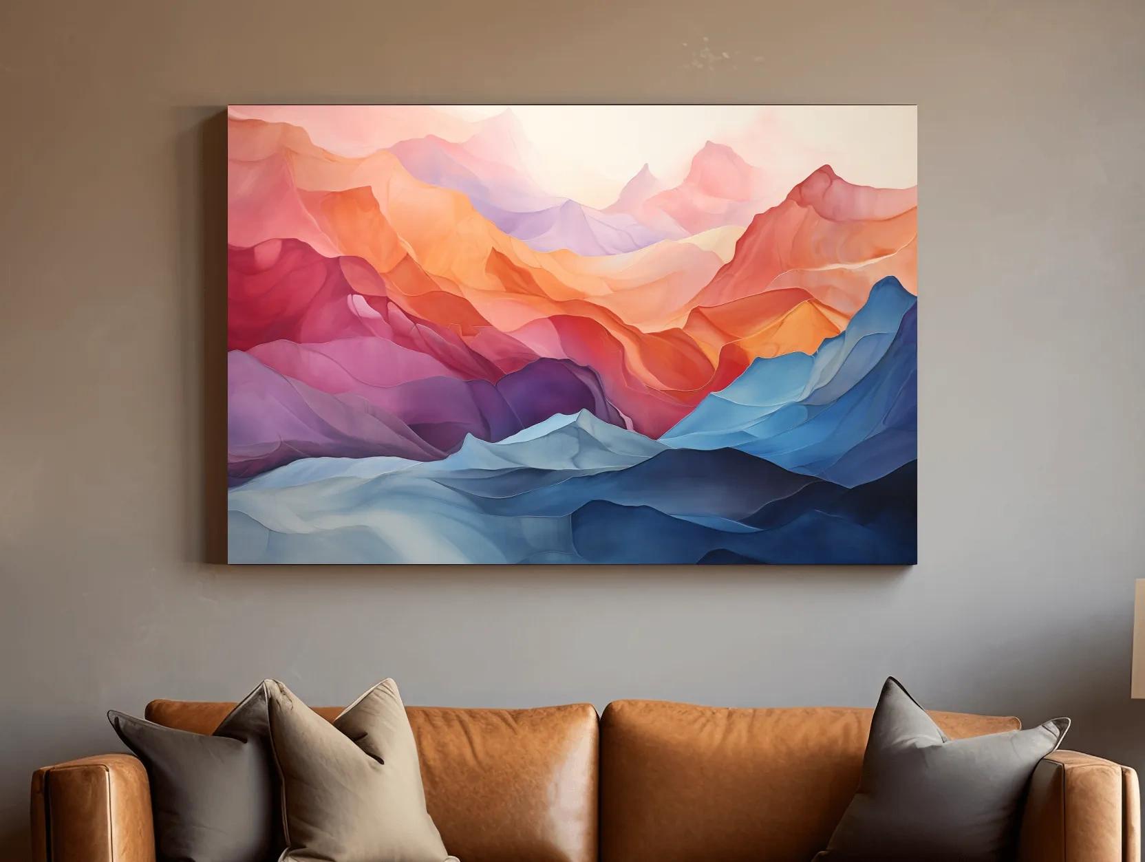 Vibrant Abstract Layered Mountain Landscape - Modern Colorful Alpine Wall Art