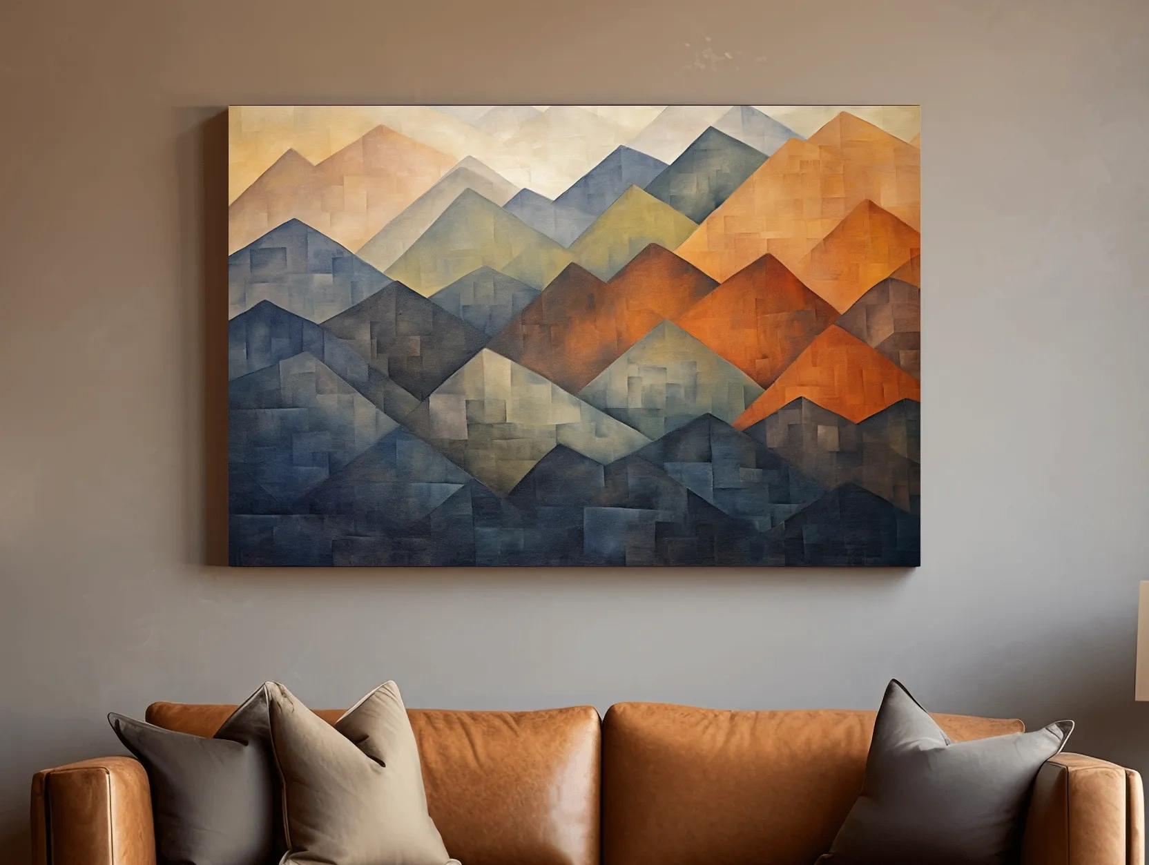 Geometric Abstract Mountain Range Artwork - Patchwork Landscape Wall Art