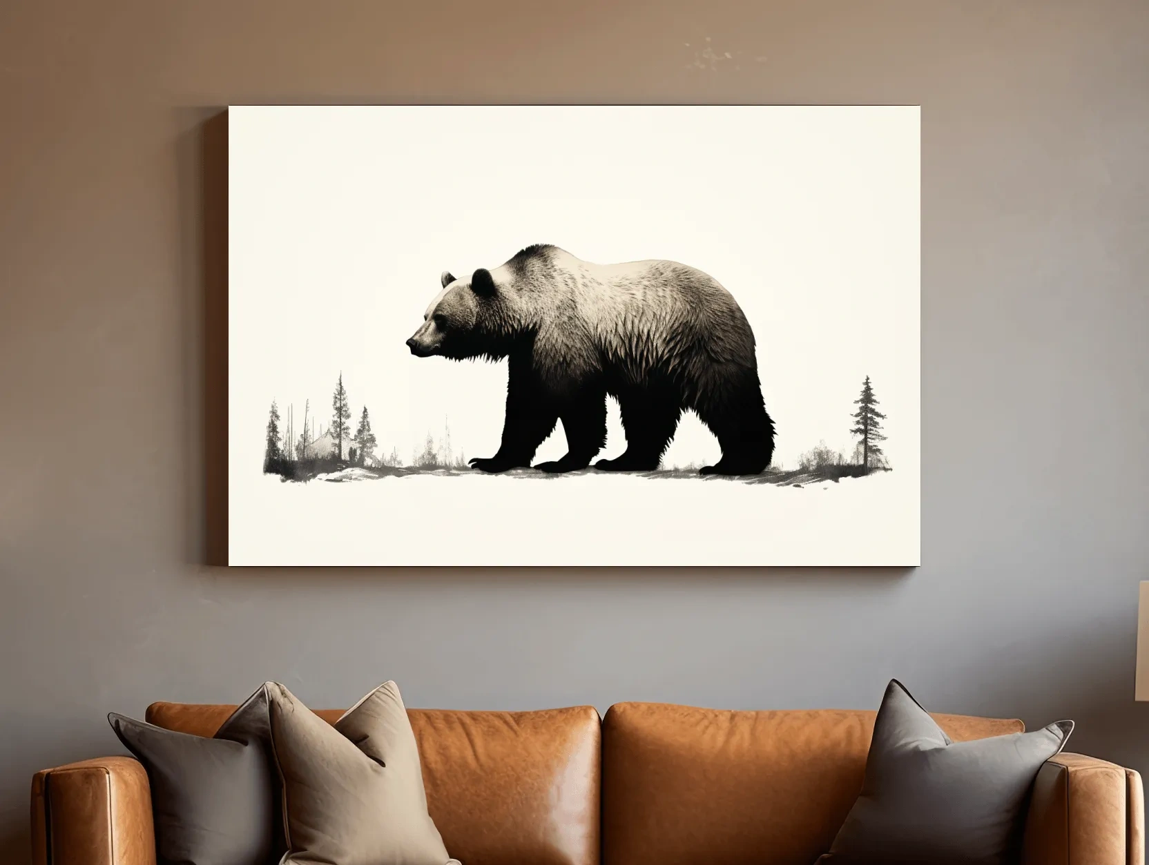 Minimalist Grizzly Bear Silhouette - Black And White Wildlife Wall Art