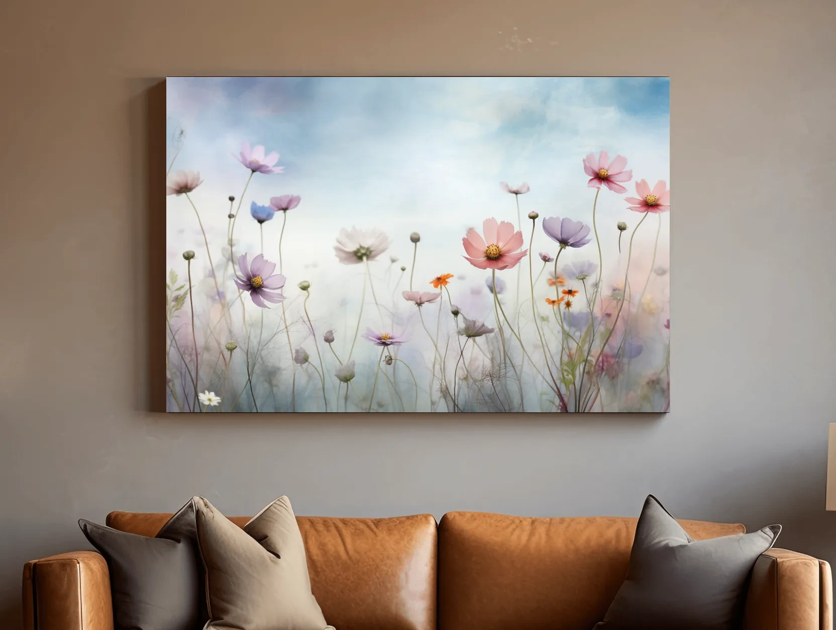 Dreamy Pastel Wildflower Meadow Painting - Soft Watercolor Floral Wall Art