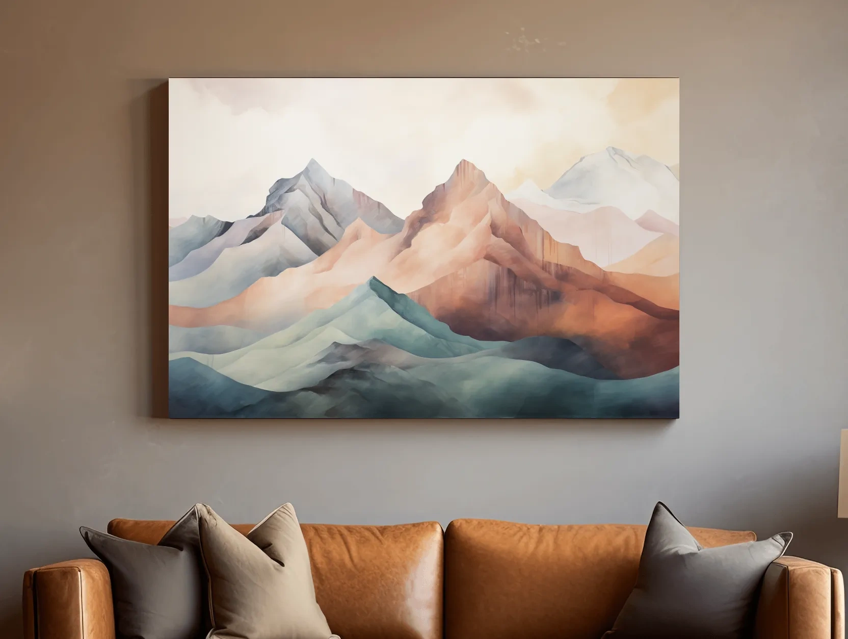 Dreamy Pastel Watercolor Mountain Range - Minimalist Alpine Landscape Wall Art