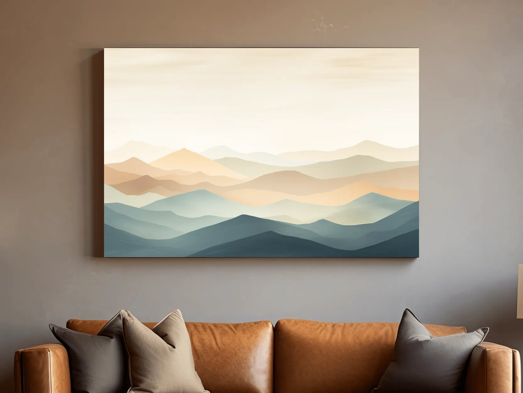 Minimalist Pastel Layered Mountain Landscape - Serene Abstract Nature Wall Art