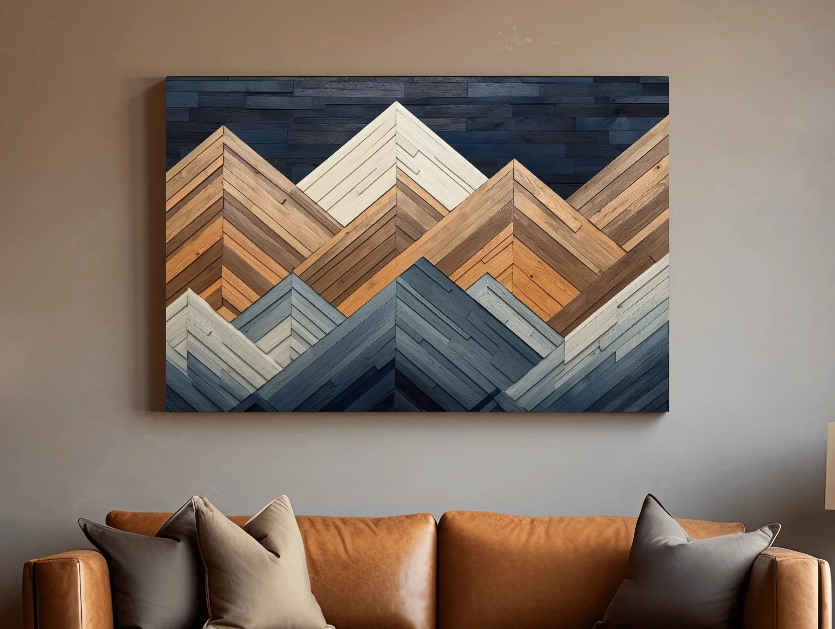 Printed wooden panel mountain art
