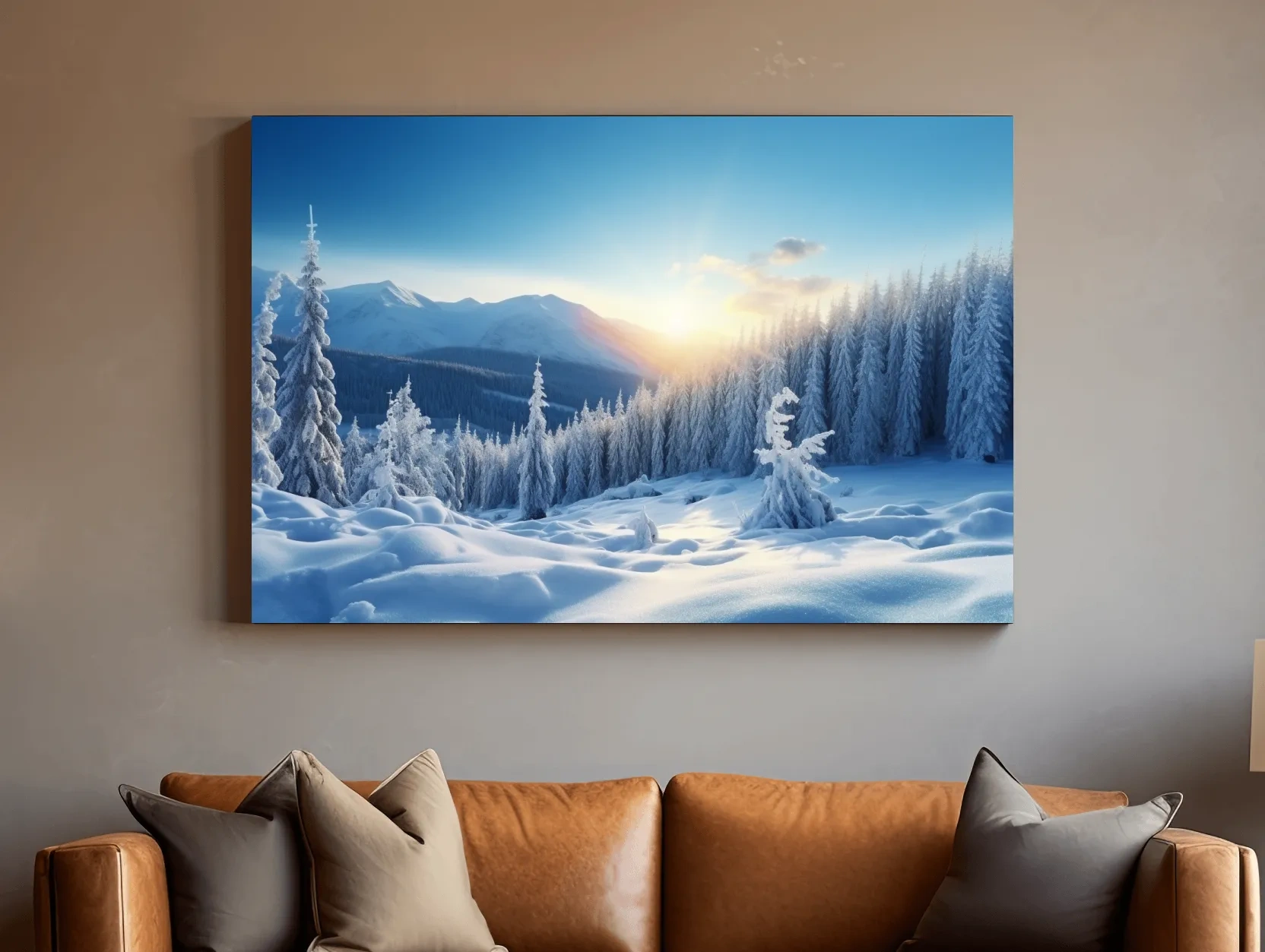 Snowy Alpine Forest Sunrise - Winter Nature Photographic Wall Art
