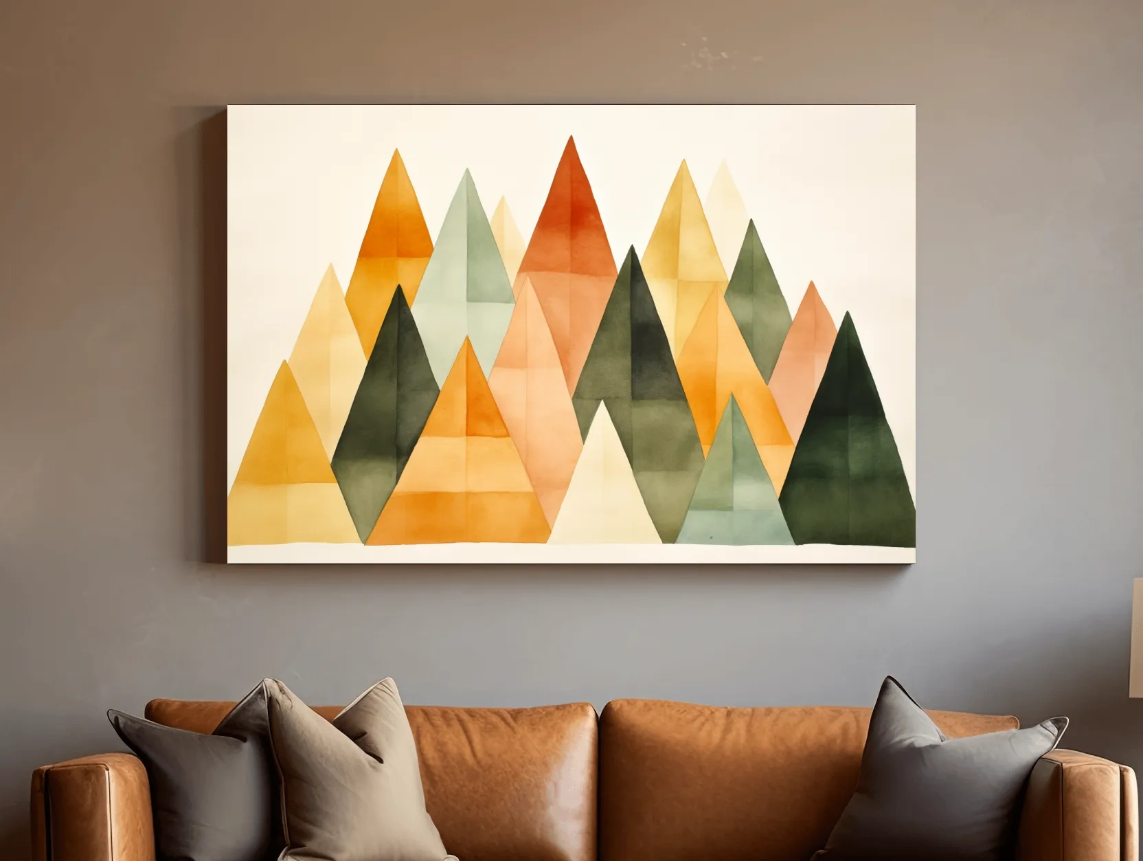 Geometric Watercolor Mountains - Modern Scandi Minimalist Wall Art