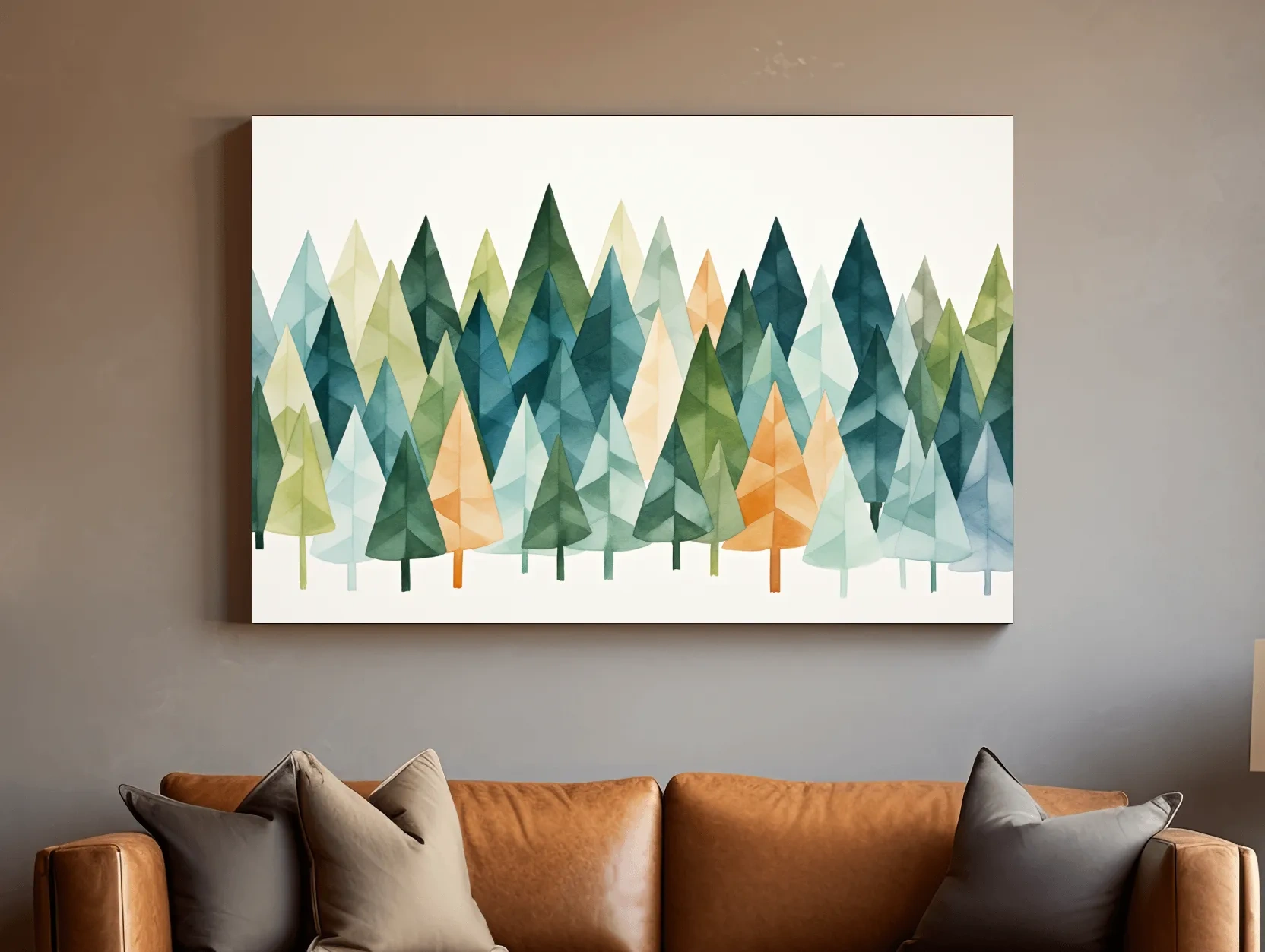 Watercolor Pine Forest Landscape - Modern Scandinavian Wall Art