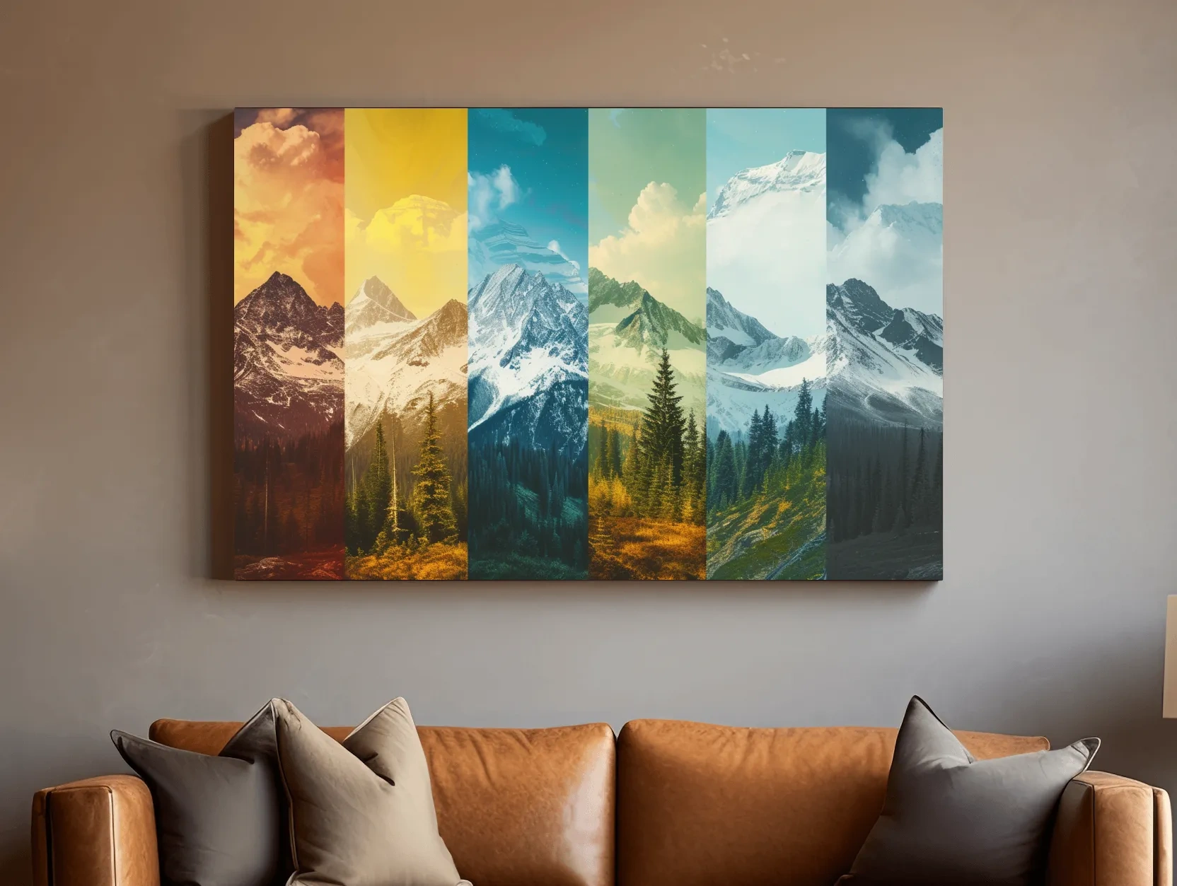 Colorful Mountain Peaks Collage - Modern Alpine Glacier Wall Art