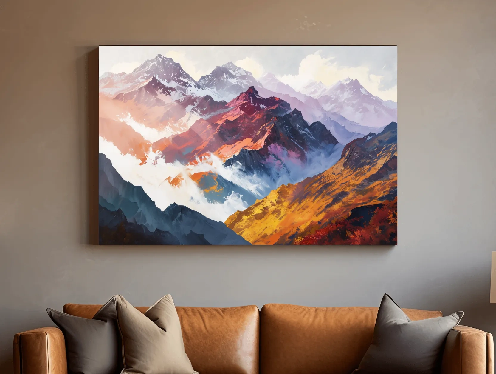 Vibrant Abstract Alpine Mountain Peaks - Colorful Impressionist Painting Wall Art