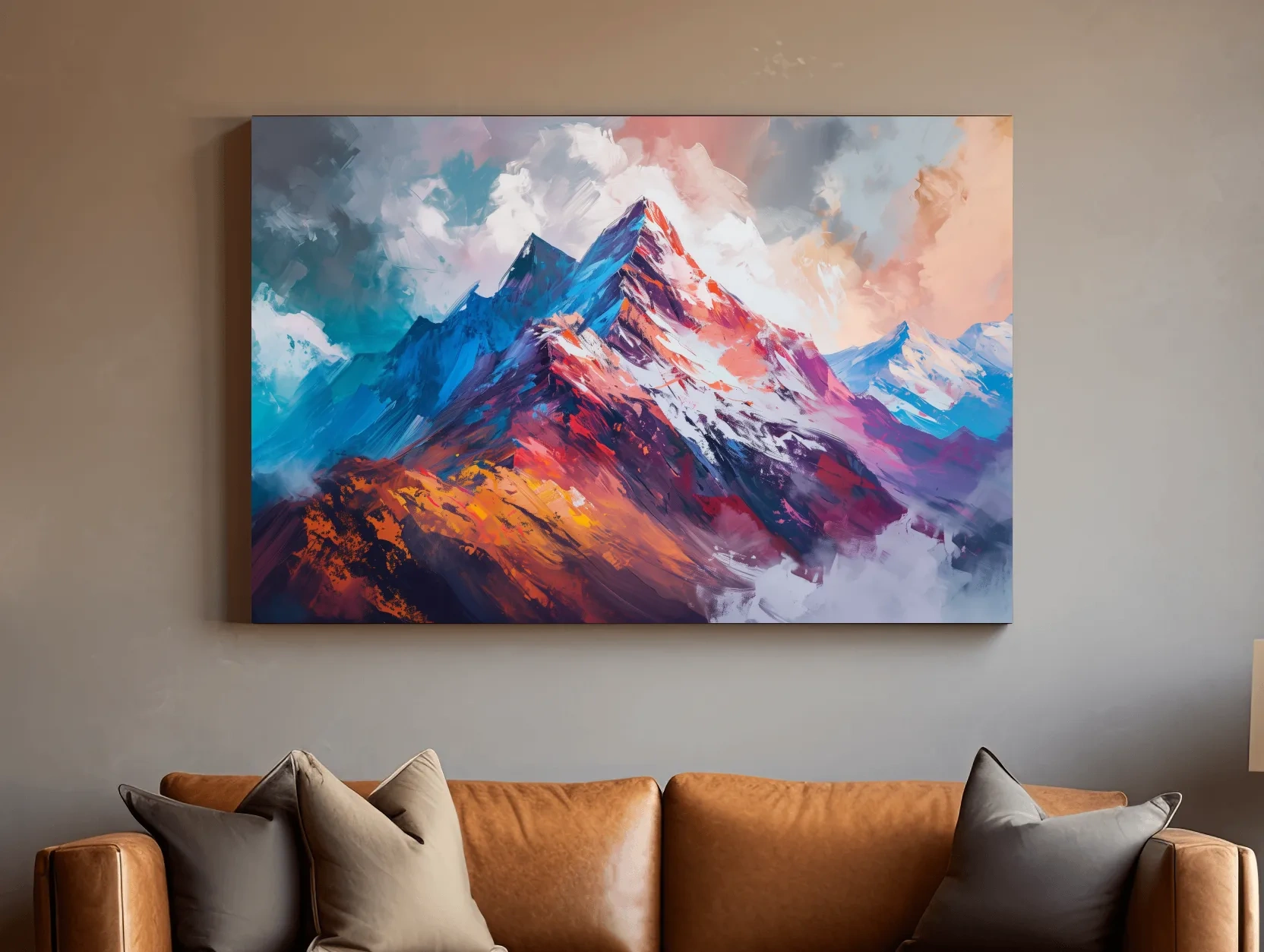 Vibrant Abstract Alpine Mountain Peaks - Colorful Textured Landscape Wall Art
