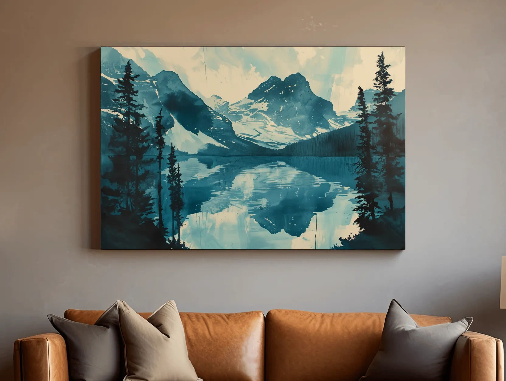 Rocky Mountains Alpine Lake Reflection - Watercolor Mountain Artwork