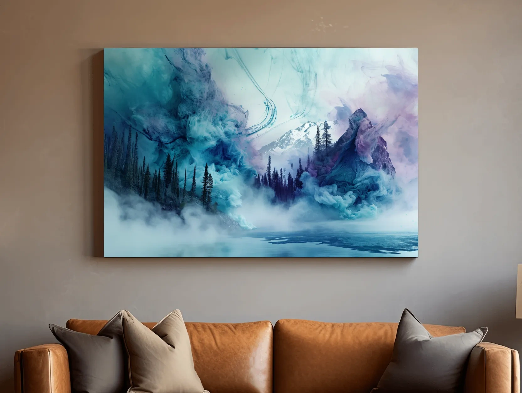 Ethereal Misty Alpine Forest & Mountains - Surreal Abstract Landscape Wall Art