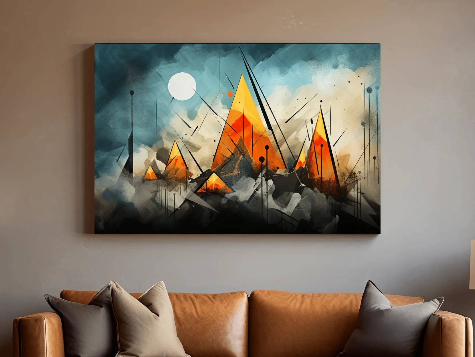 Energetic abstract mountain painting wall art