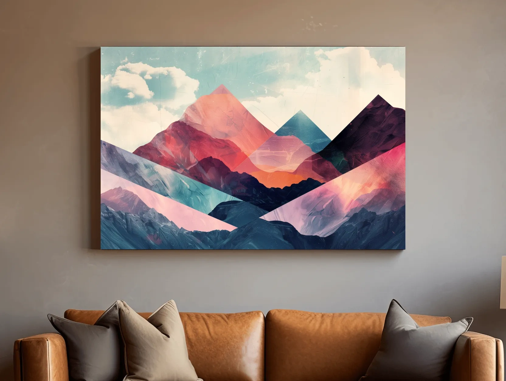 Vibrant Geometric Mountain Peaks - Modern Abstract Collage Wall Art