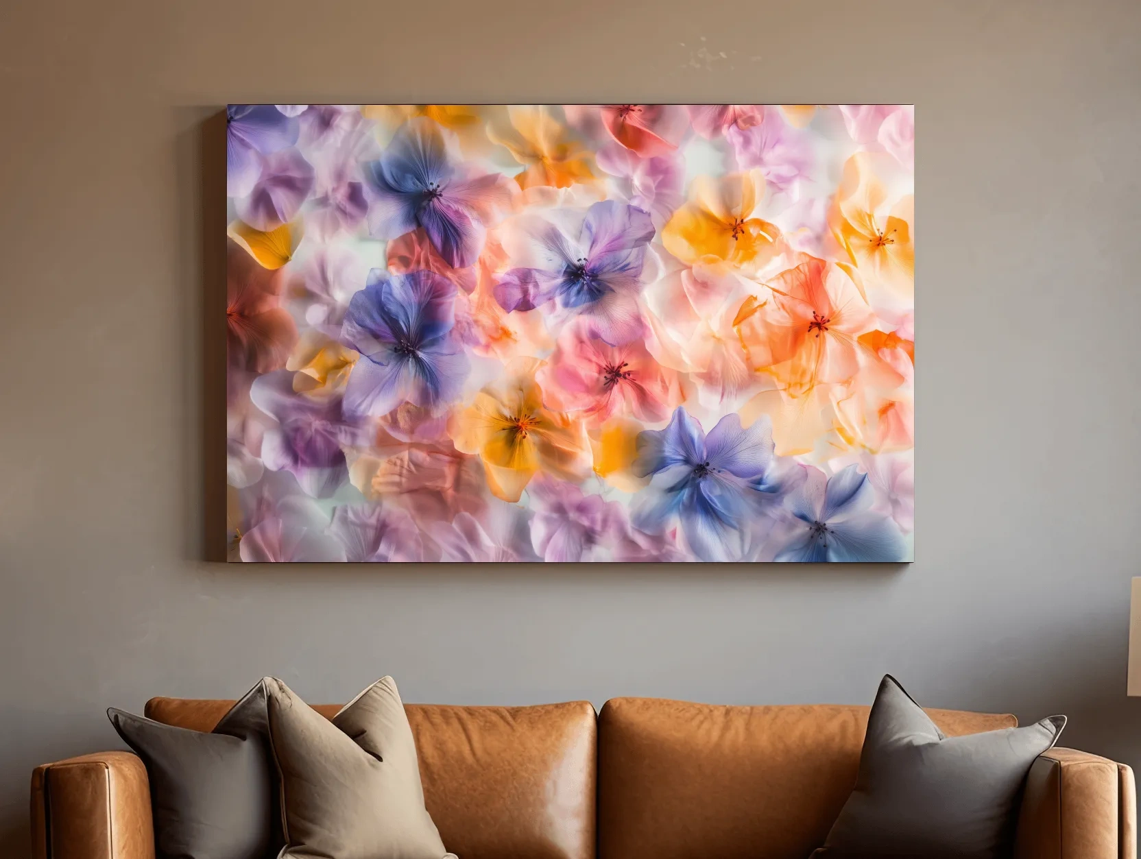 Oshibana Pastel Floral Petal Collage - Soft Botanical Wall Art