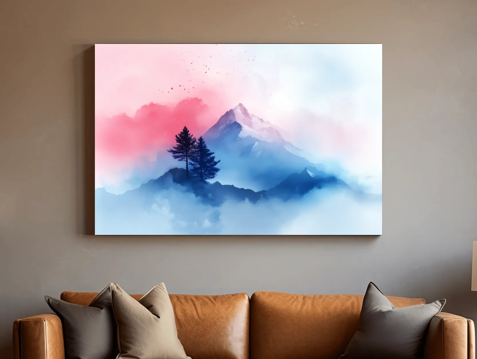 Pastel Watercolor Glacier Peak In The Clouds - Dreamy Alpine Wall Art