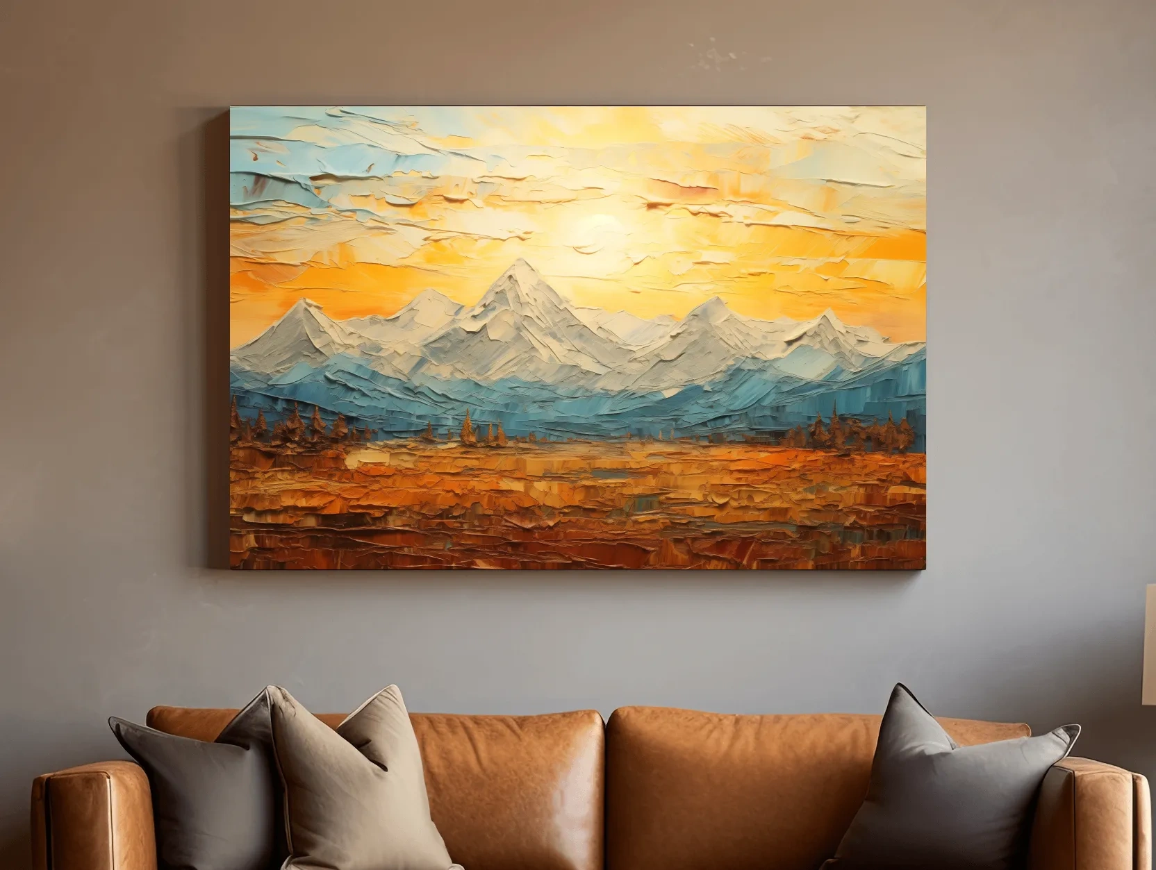 Textured Abstract Glacier Sunrise Landscape - Impasto Style Wall Art