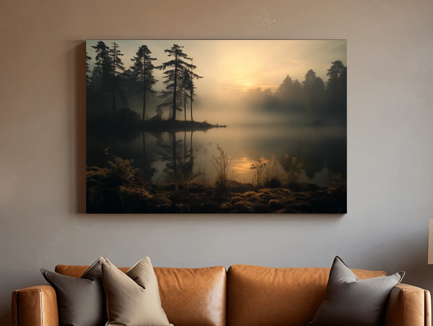 Nature Photography Wall Art - Misty Lake Sunrise & Forest