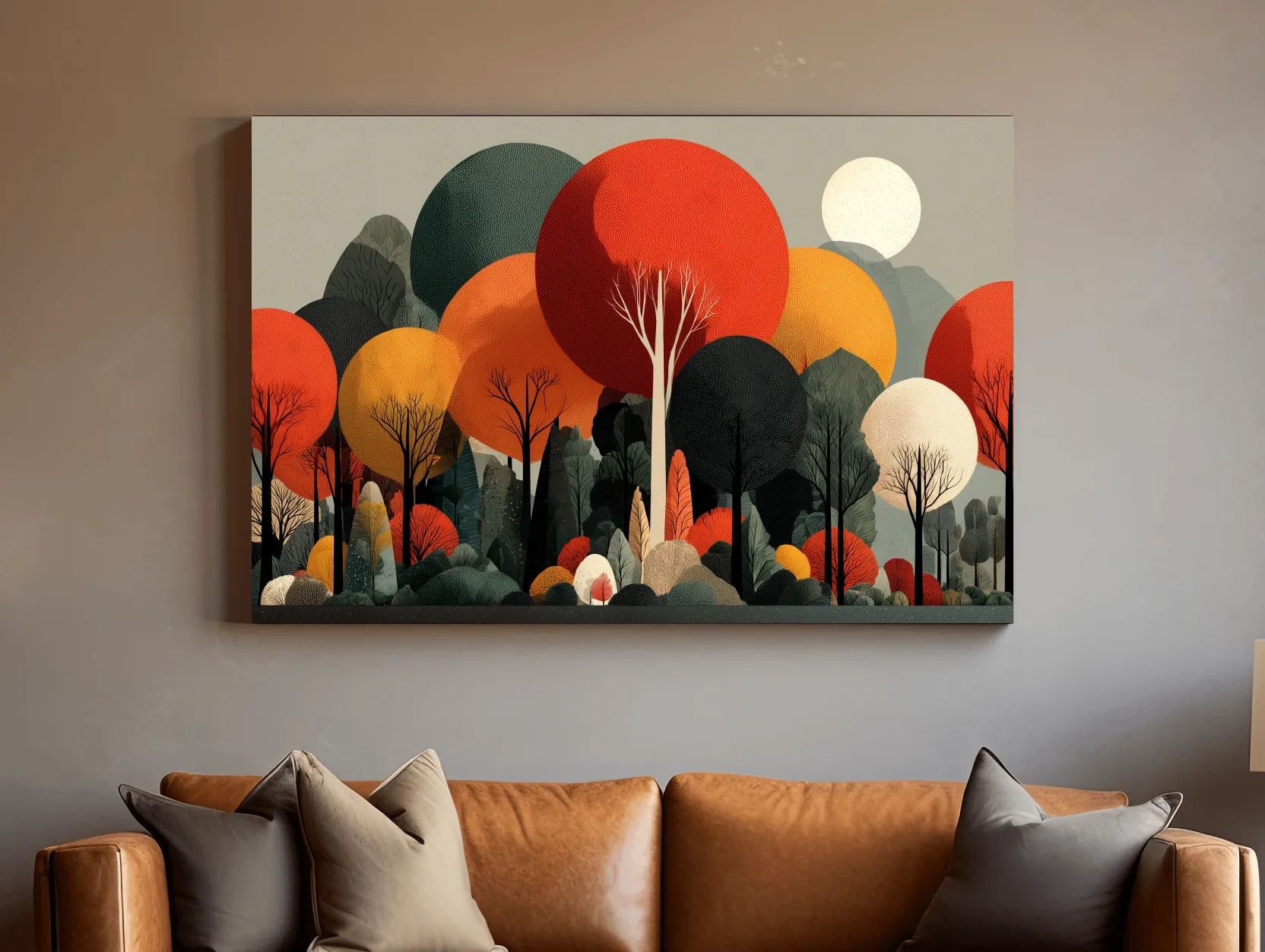 Abstract Autumn Forest Trees Canvas Art - Modern Scandinavian Wall Art