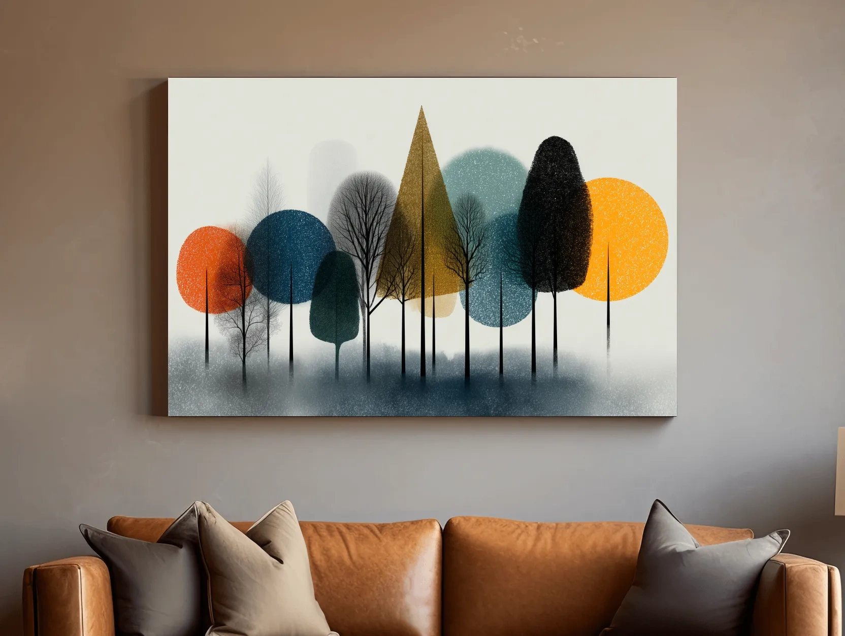 Mid-Century Abstract Forest Trees - Modern Geometric Landscape Wall Art