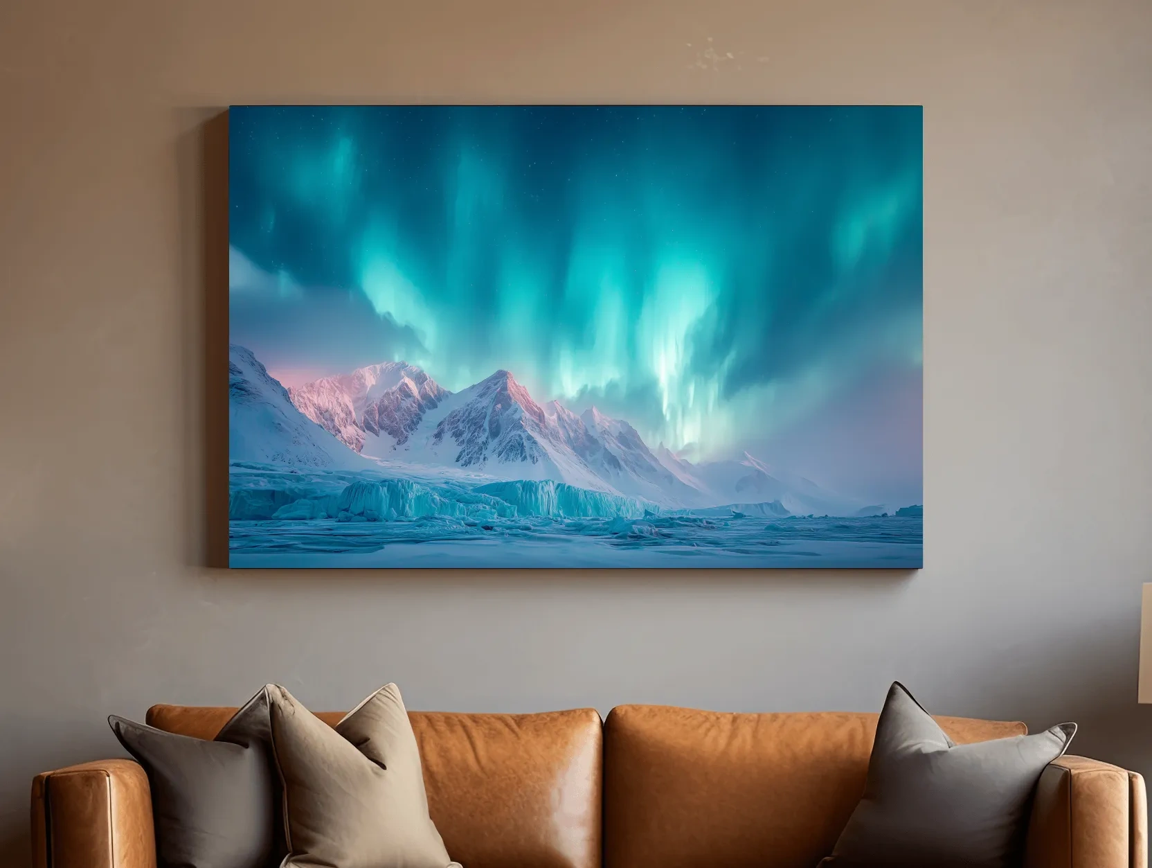 Aurora Borealis Over Icy Arctic Mountains - Northern Lights Wall Art