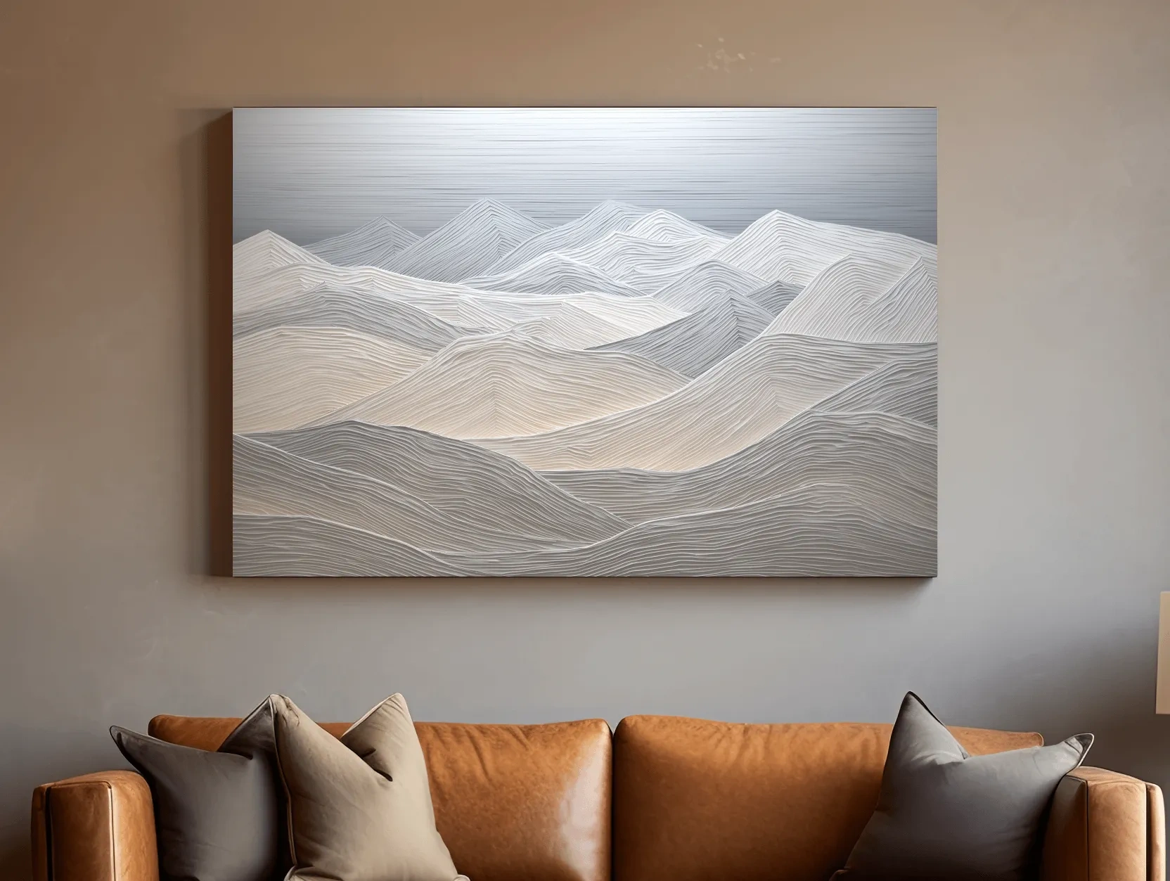 Minimalist Topographic Mountain Ridges - 3D Painting Effect Wall Art